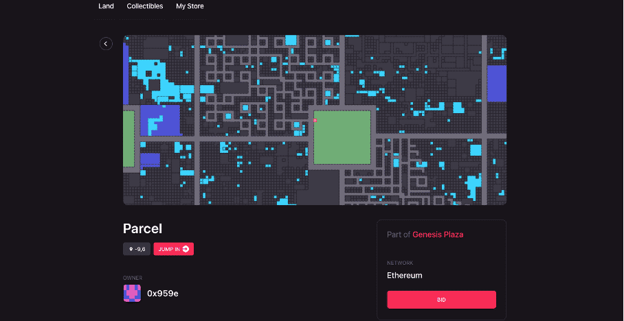 exemple parcelle marché secondaire decentraland