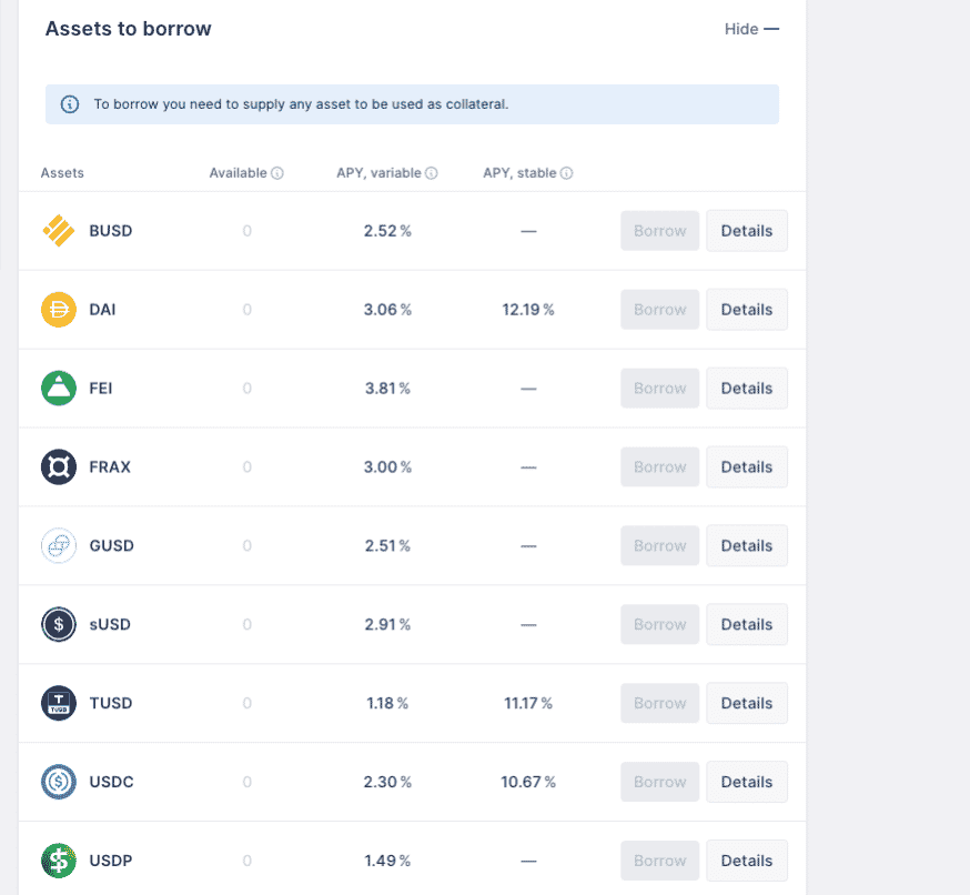 rendement stablecoins protocole aave